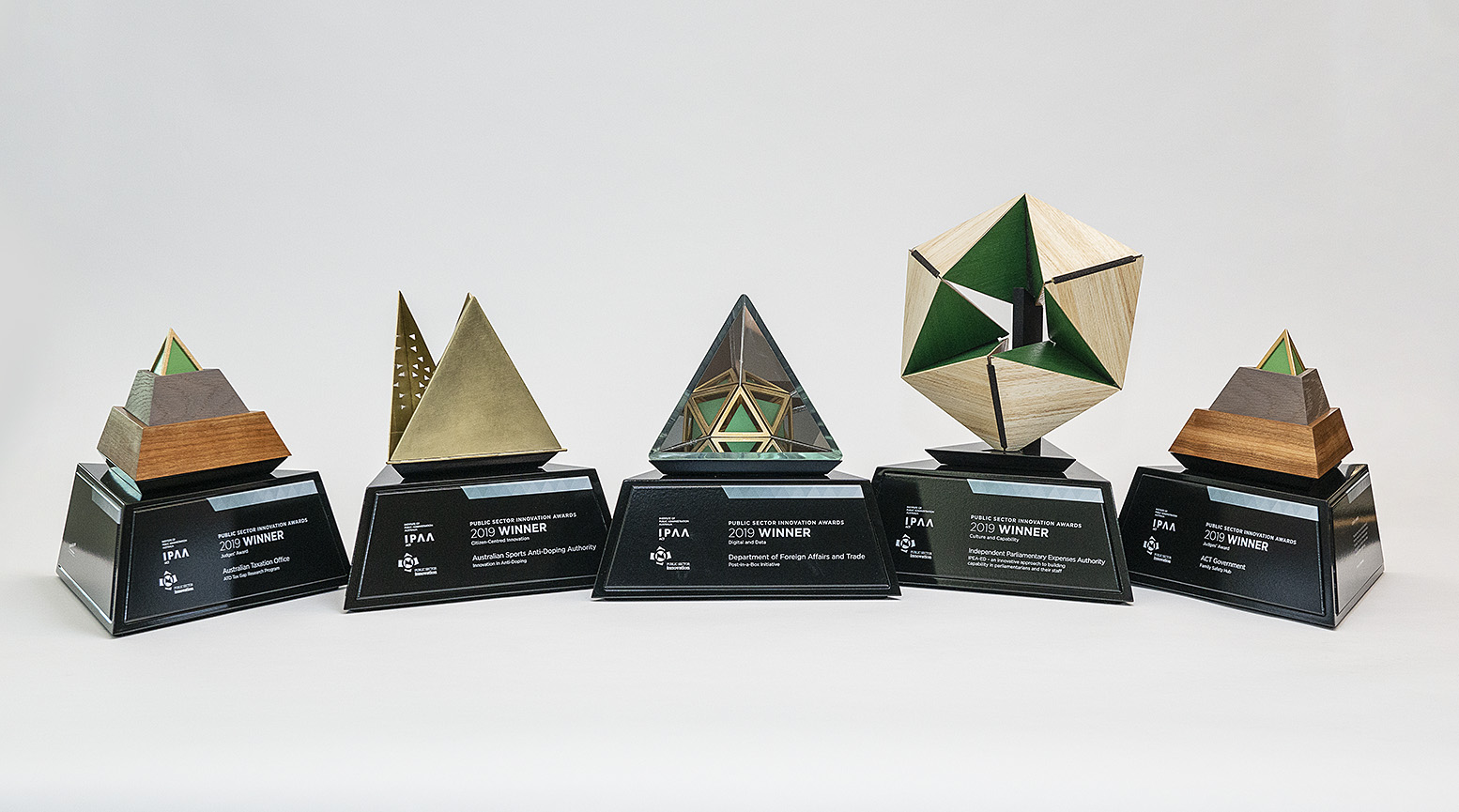 2019 Public Sector Innovation Award trophies designed and built by Questacon